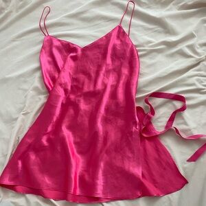 Pink satin slip dress vintage lingerie
